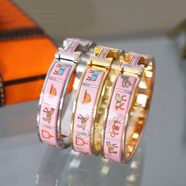Hermes首飾品 愛馬仕新顏色H扣手鐲 Hermes同步官網女士手環  zgh1509